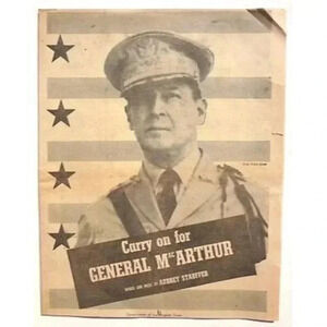 VINTAGE 1942 WWII Los Angeles Times CARRY ON FOR GENERAL MAC ARTHUR NewsPaper